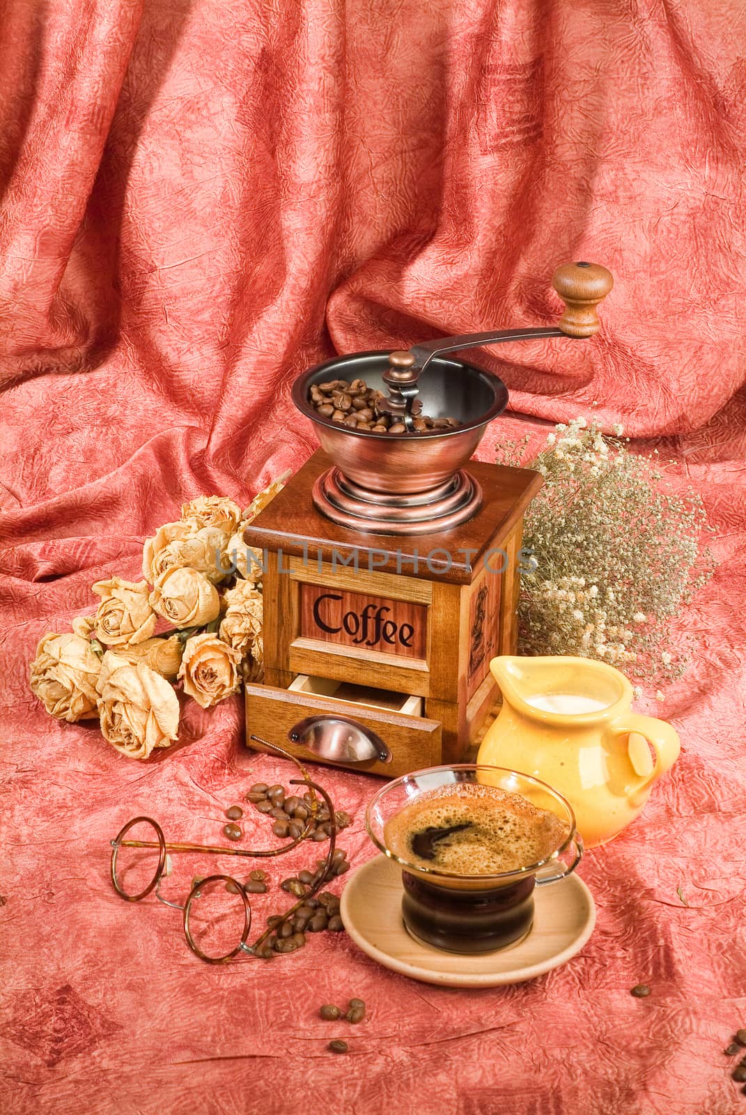 Still life with coffee in retro style
