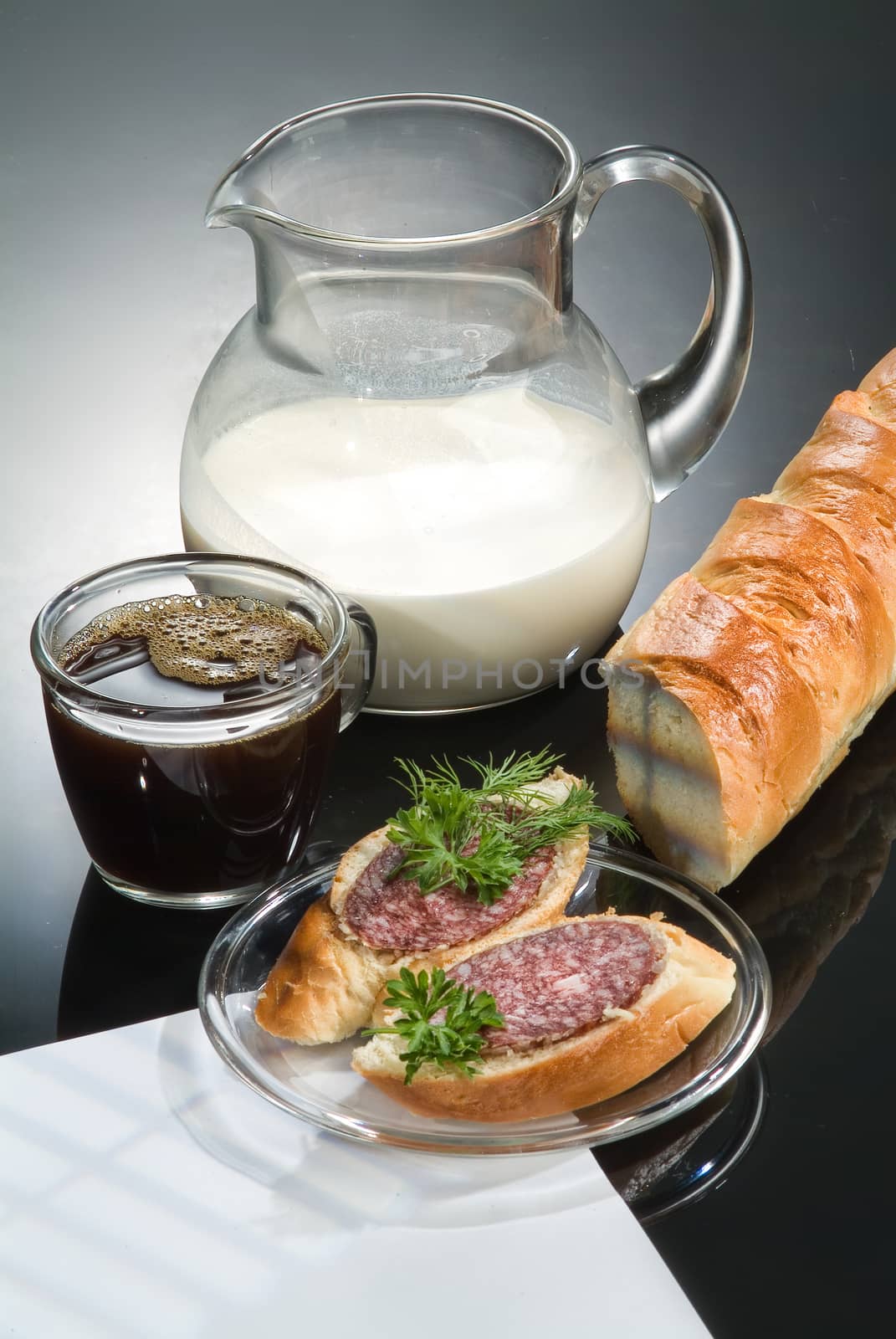 Different kinds of bread on a studio background