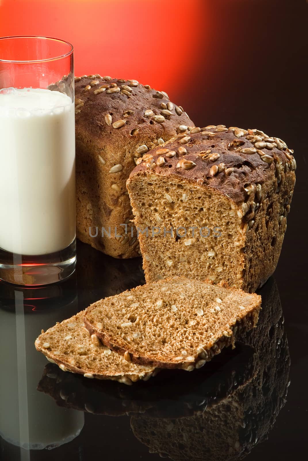 Different kinds of bread on a studio background