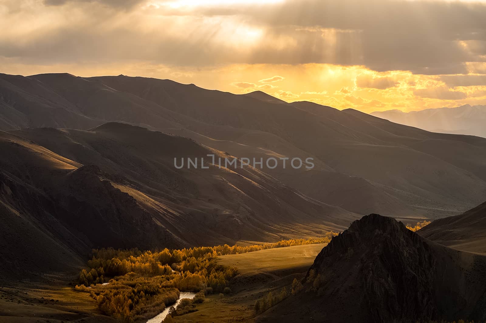 Sunset in the Altai Mountains. Nature Altai Landscape of Nature by DePo