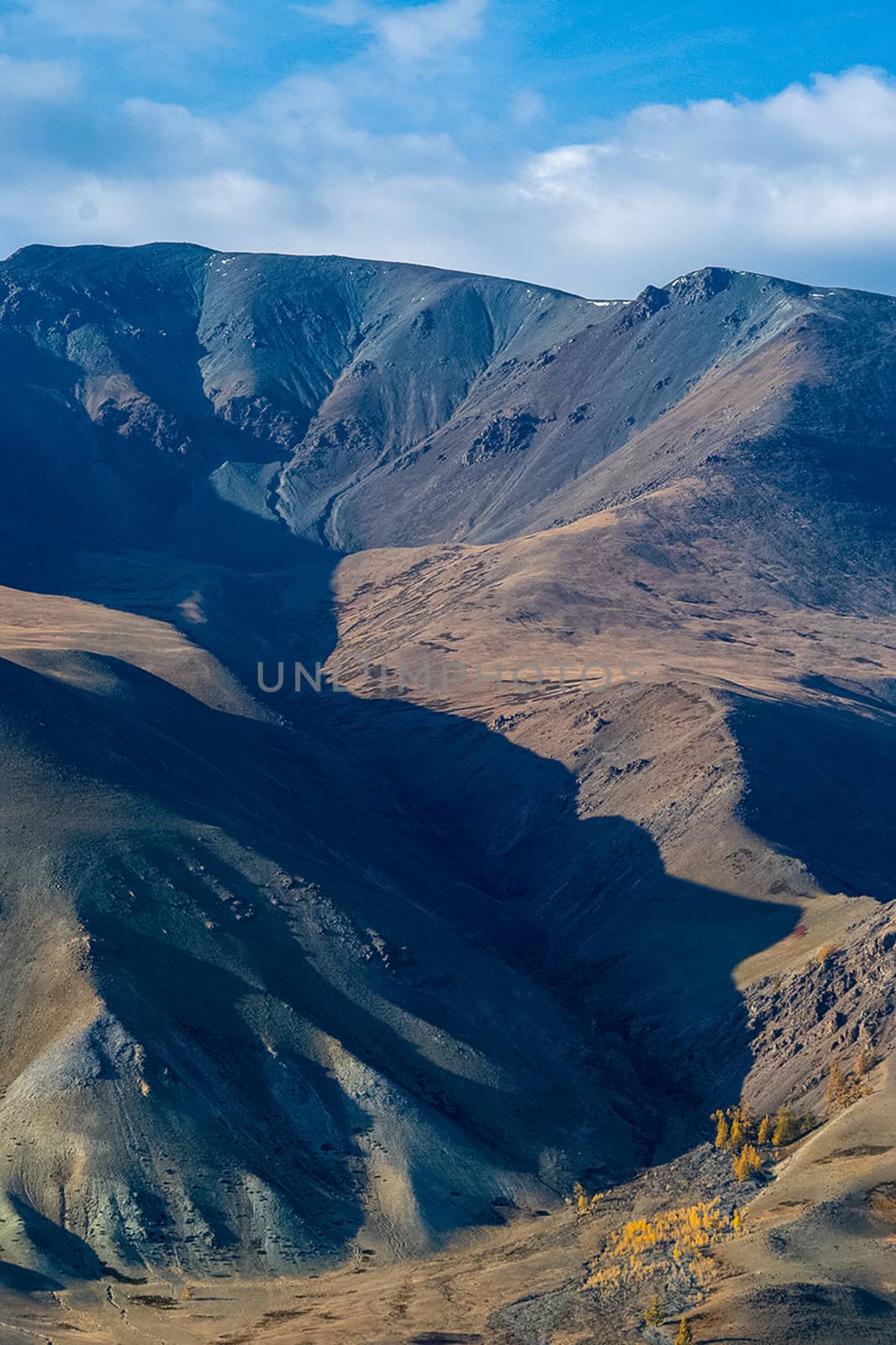 The altai mountains. The landscape of nature on the Altai mountains and in the gorges between the mountains.