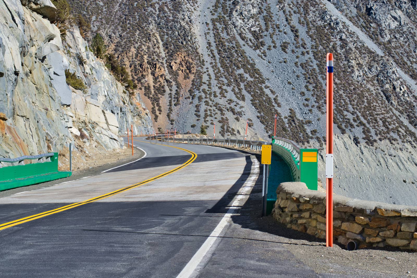 Tioga pass road in the mountains of sierra nevada, california. State route 120 in Yosemite. Travel and Tourism.