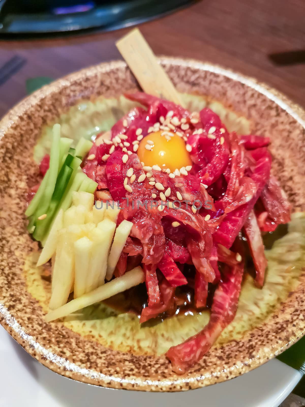 Okinawa style local beef dish in Naha, Japan