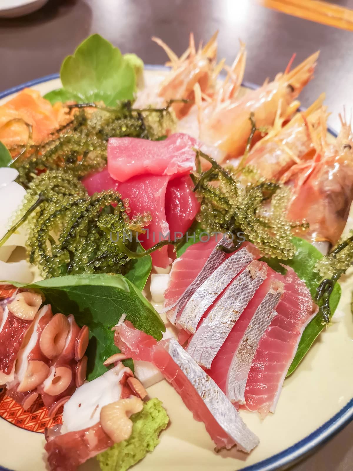 Okinawa style local seafood dish in Naha, Japan