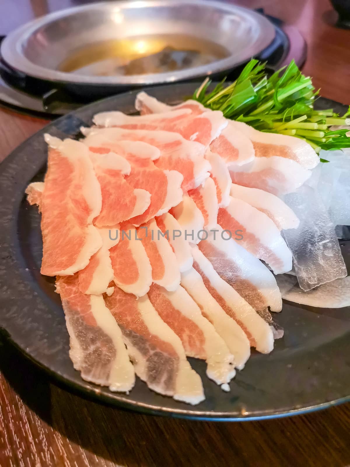 Okinawa style local pork shabu in Naha, Japan
