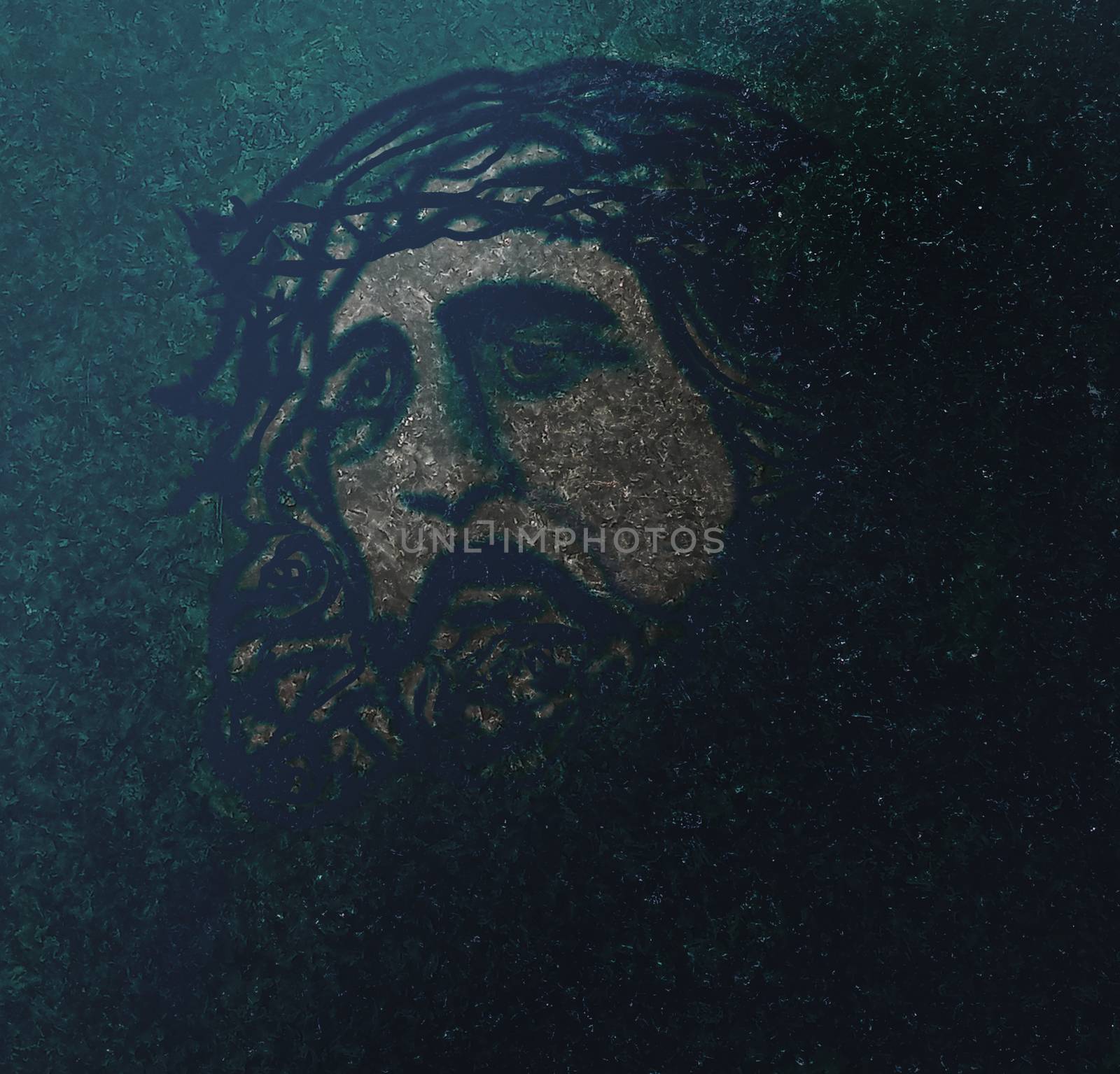 Portrait of Jesus, grunge illustration by JackyBrown