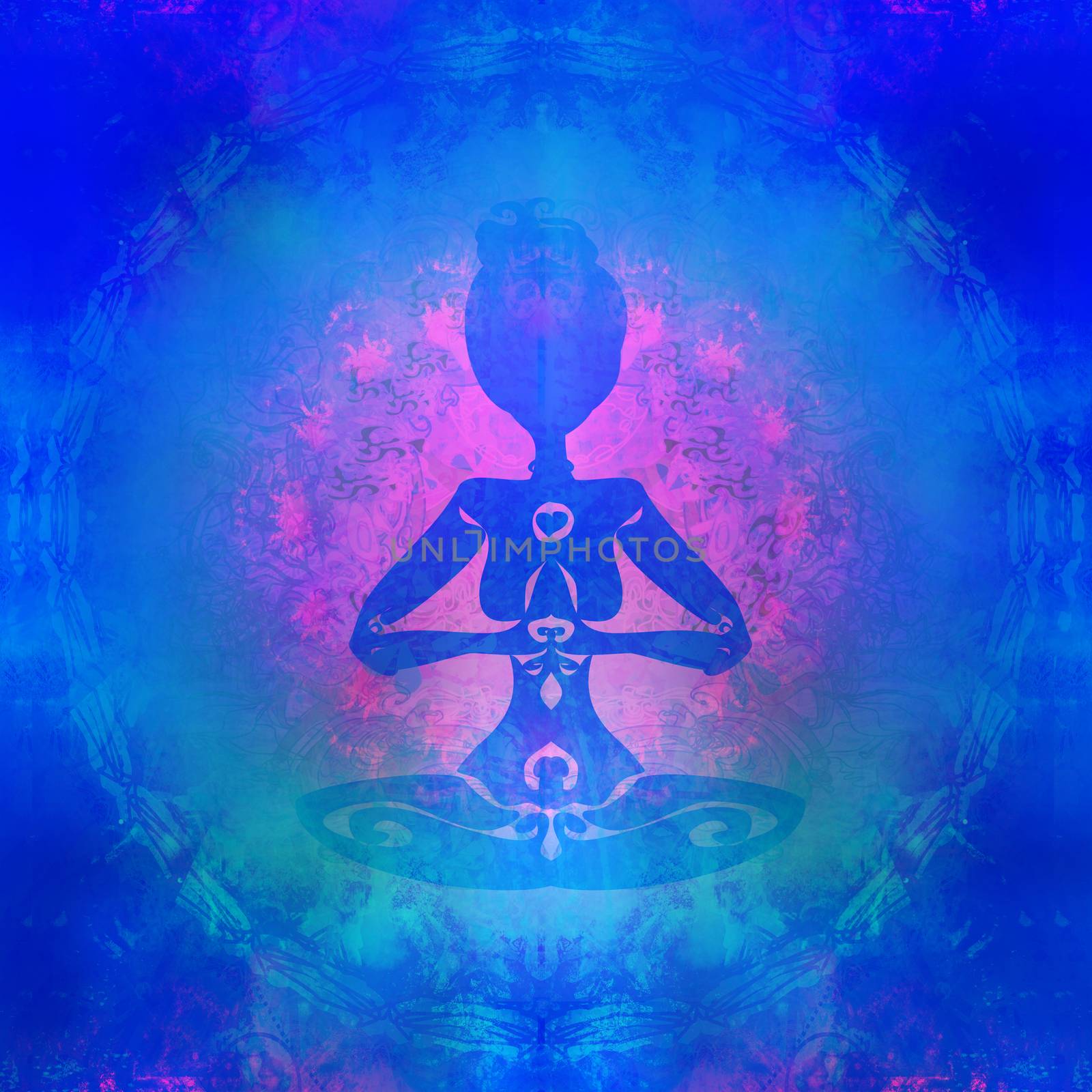 Yoga and Spirituality, abstract ornamental card