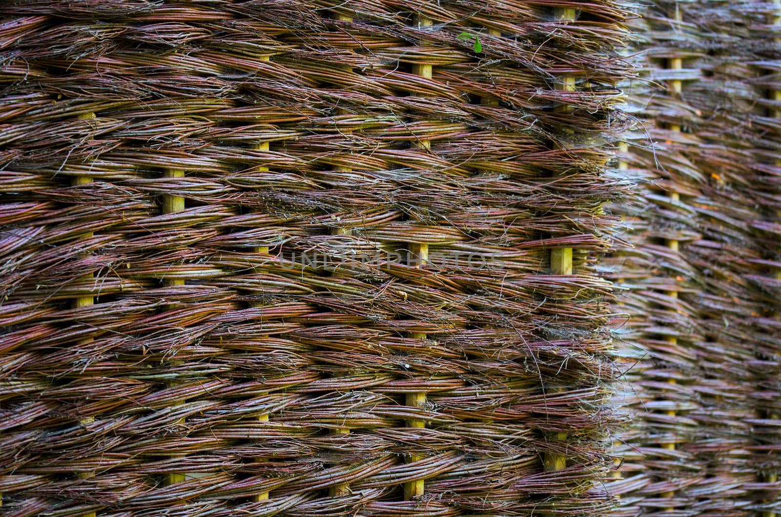 wicker willow flat outdoor surface background with selective focus