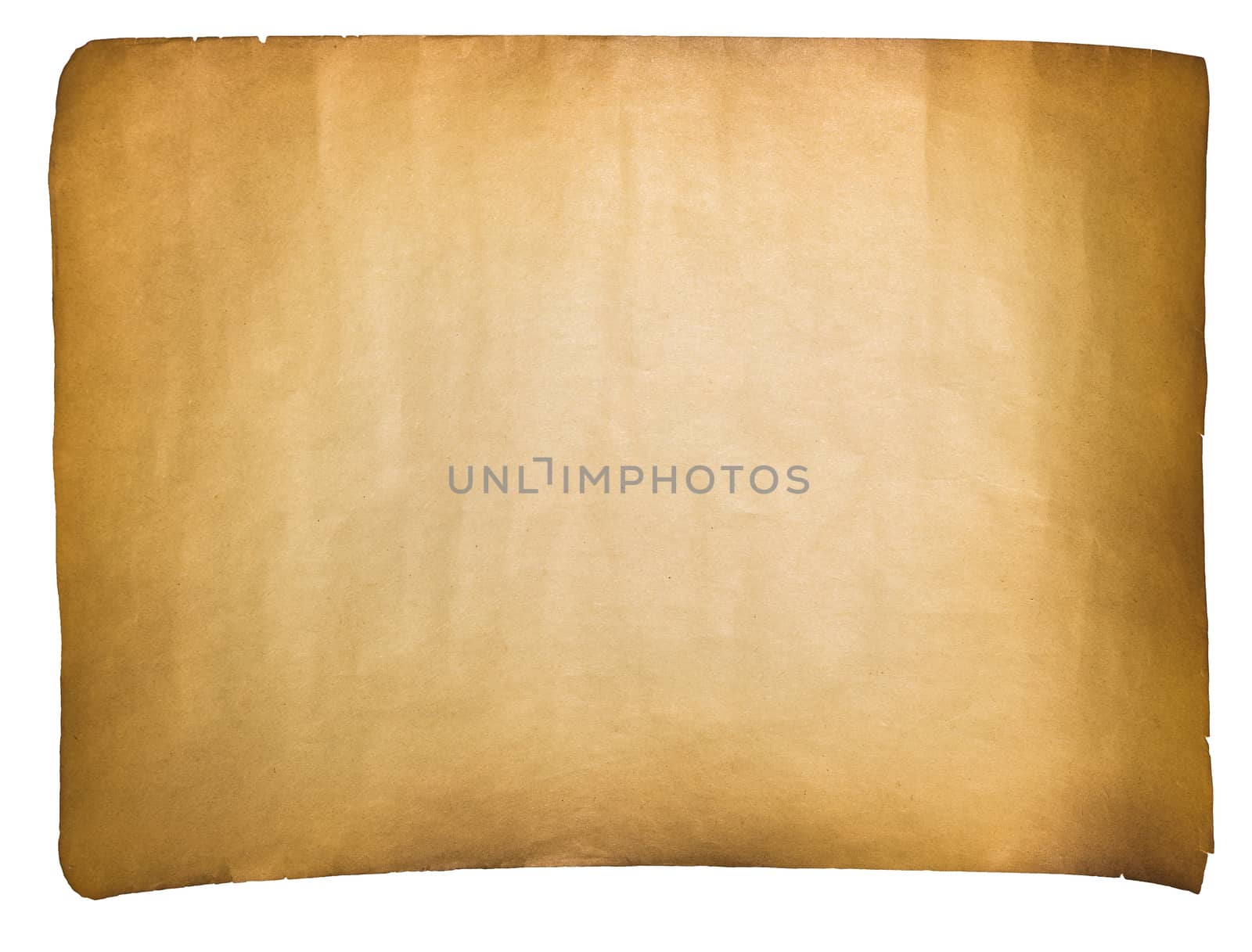 single old sheet of paper on white background