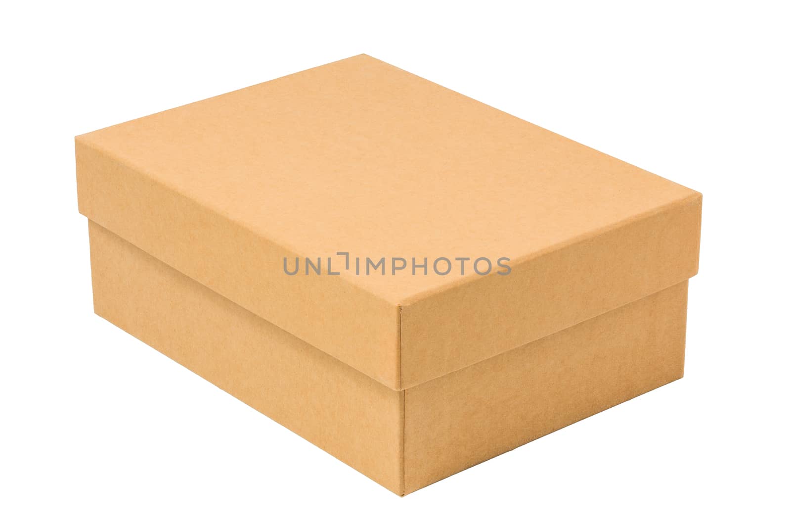 closed clean cardboard box with put on cap isolated on white background