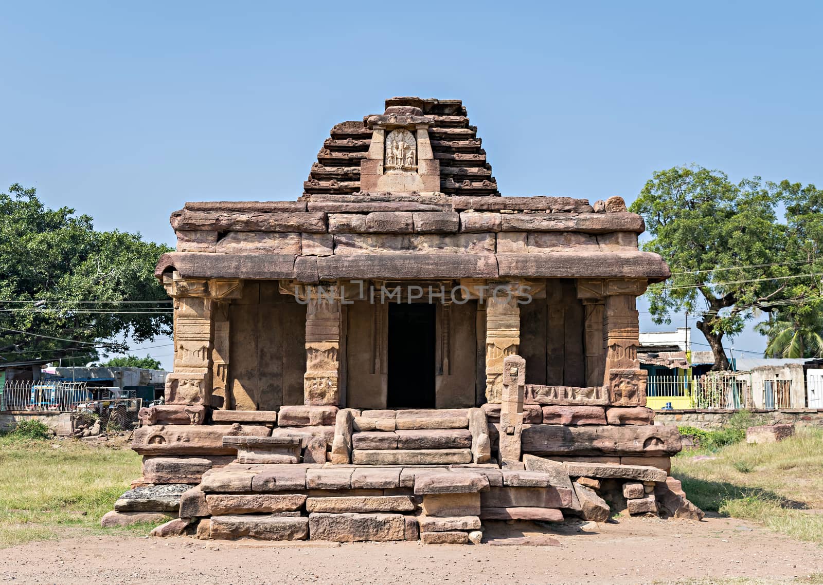 Ancient 8th century carved stone temple of Aihole, Karnataka, In by lalam