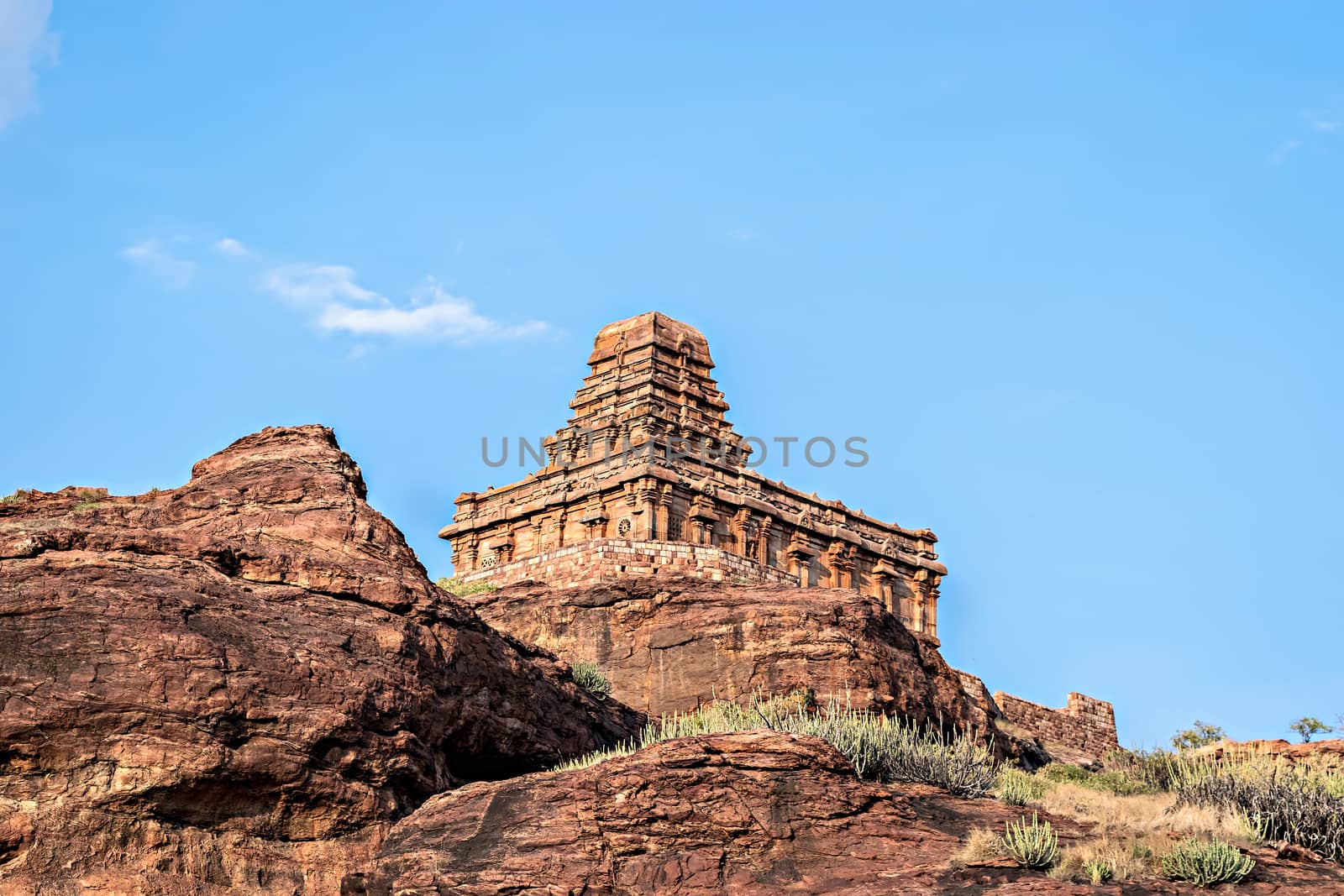 Upper Shivalaya temple, North Badami Fort, Karnataka India.