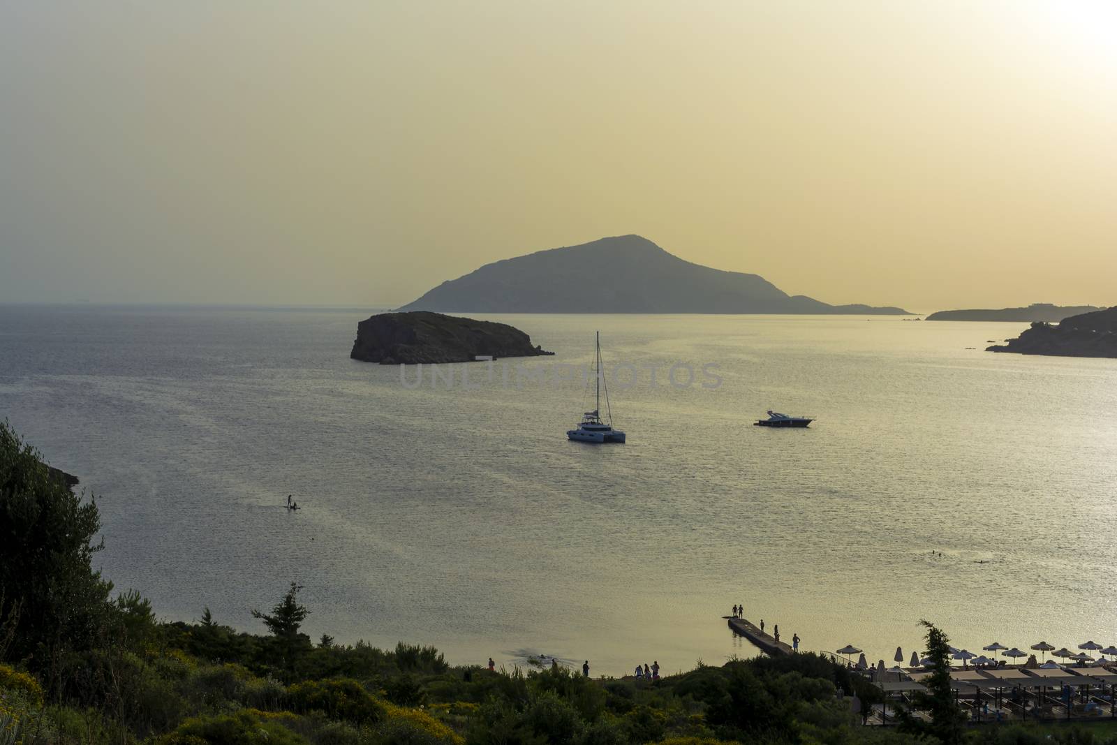 Beautiful sunset in athens region. Greece sea sunset.