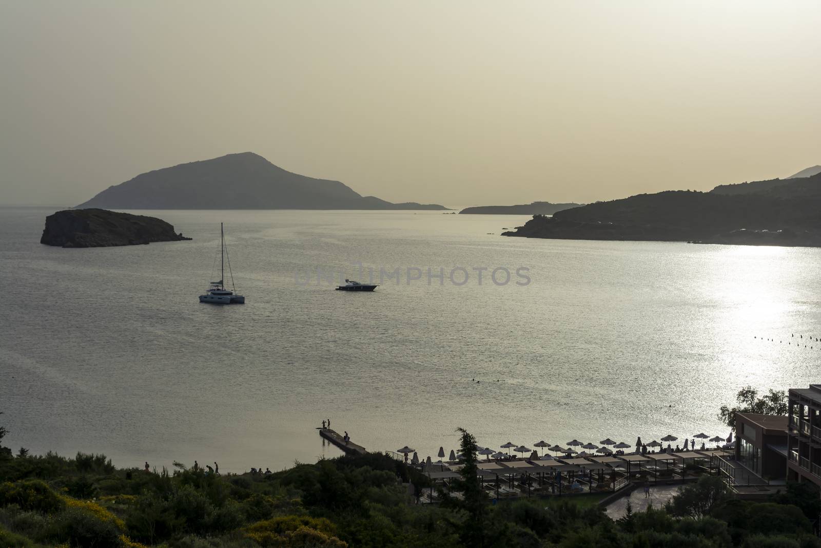 Beautiful sunset in athens region. Greece sea sunset.