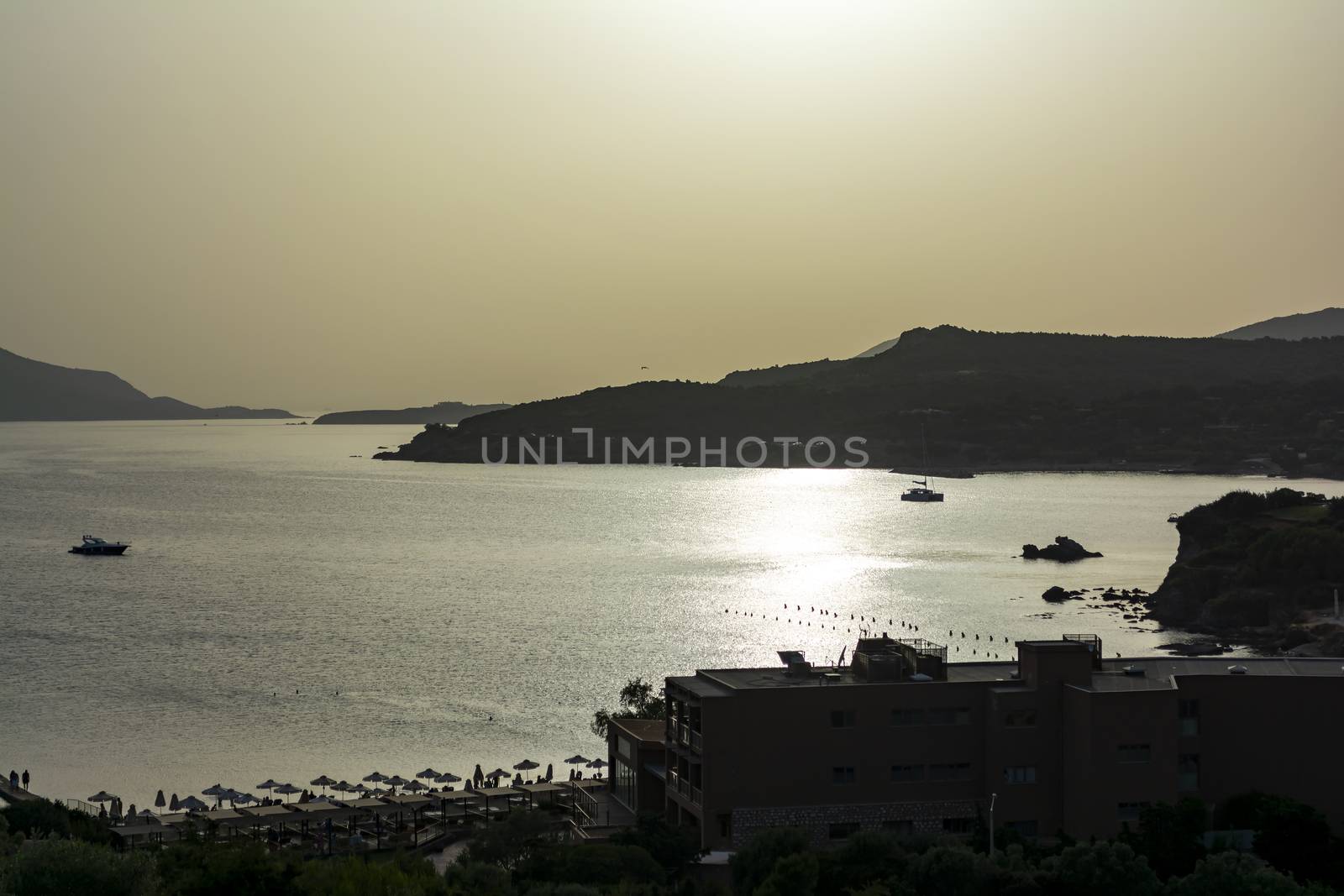 Beautiful sunset in athens region. Greece sea sunset.