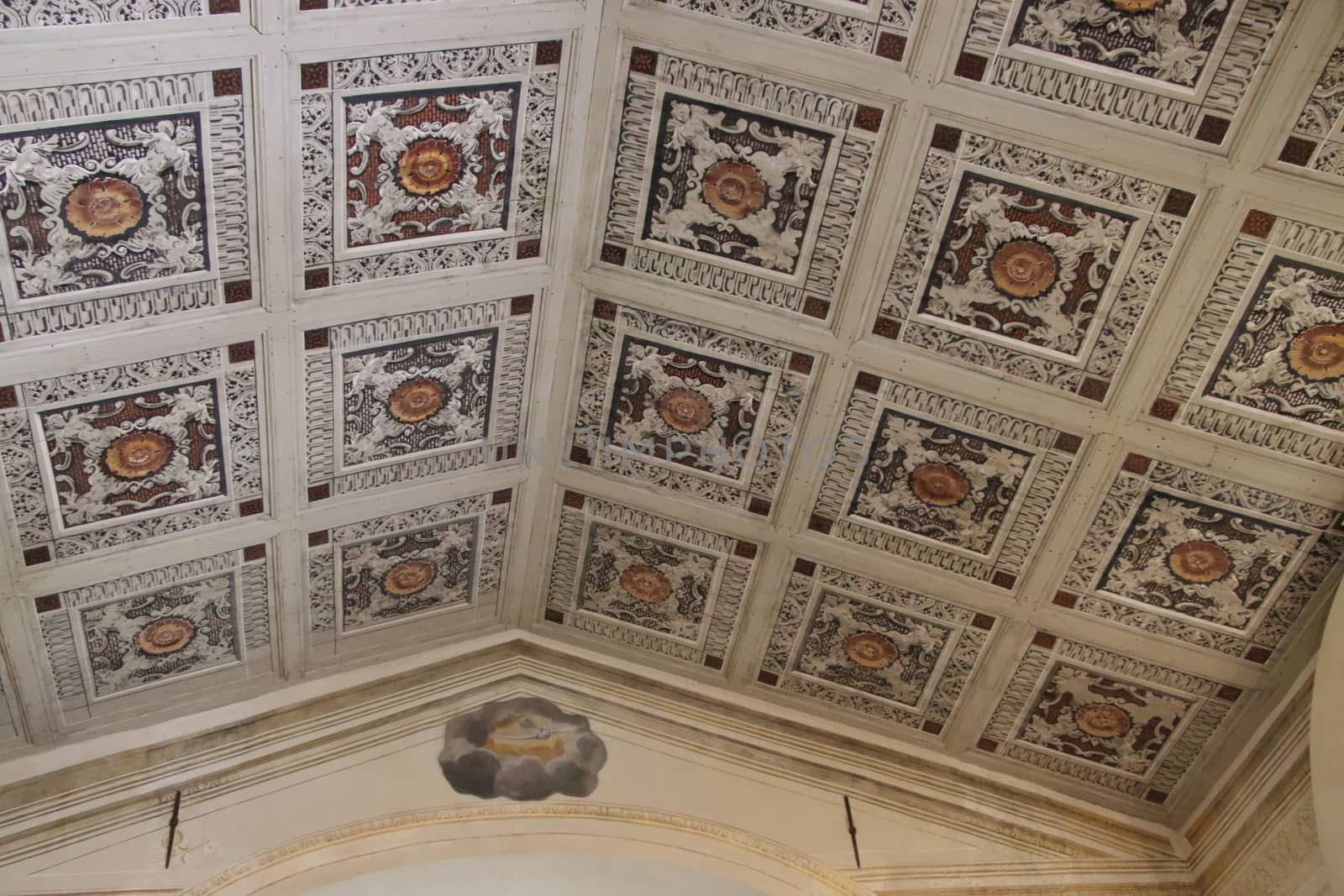 interior of ancient sanctuary of Supina, catholic church building in Toscolano, Brescia, Italy