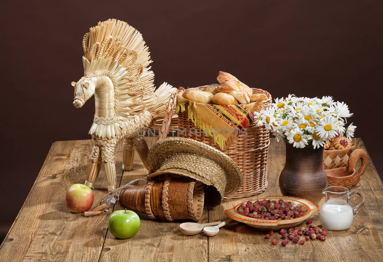 Still life with Russian national handmade goods