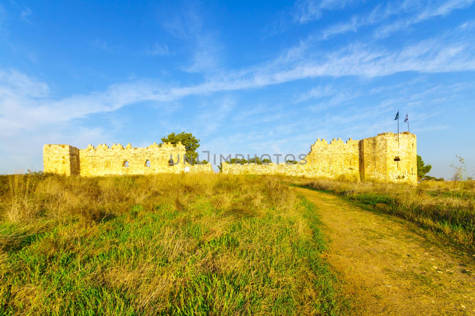 View of the Antipatris Fort (Binar Bashi), in Yarkon (Tel Afek) National Park, central Israel