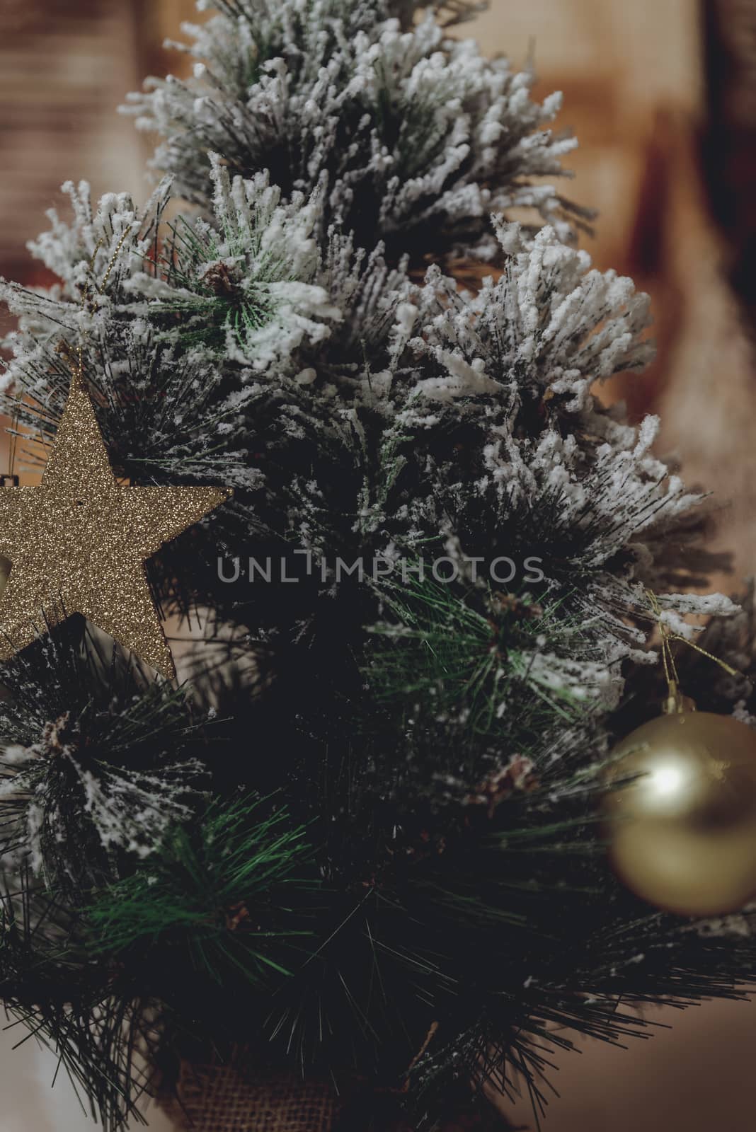 christmas table background, tree and star