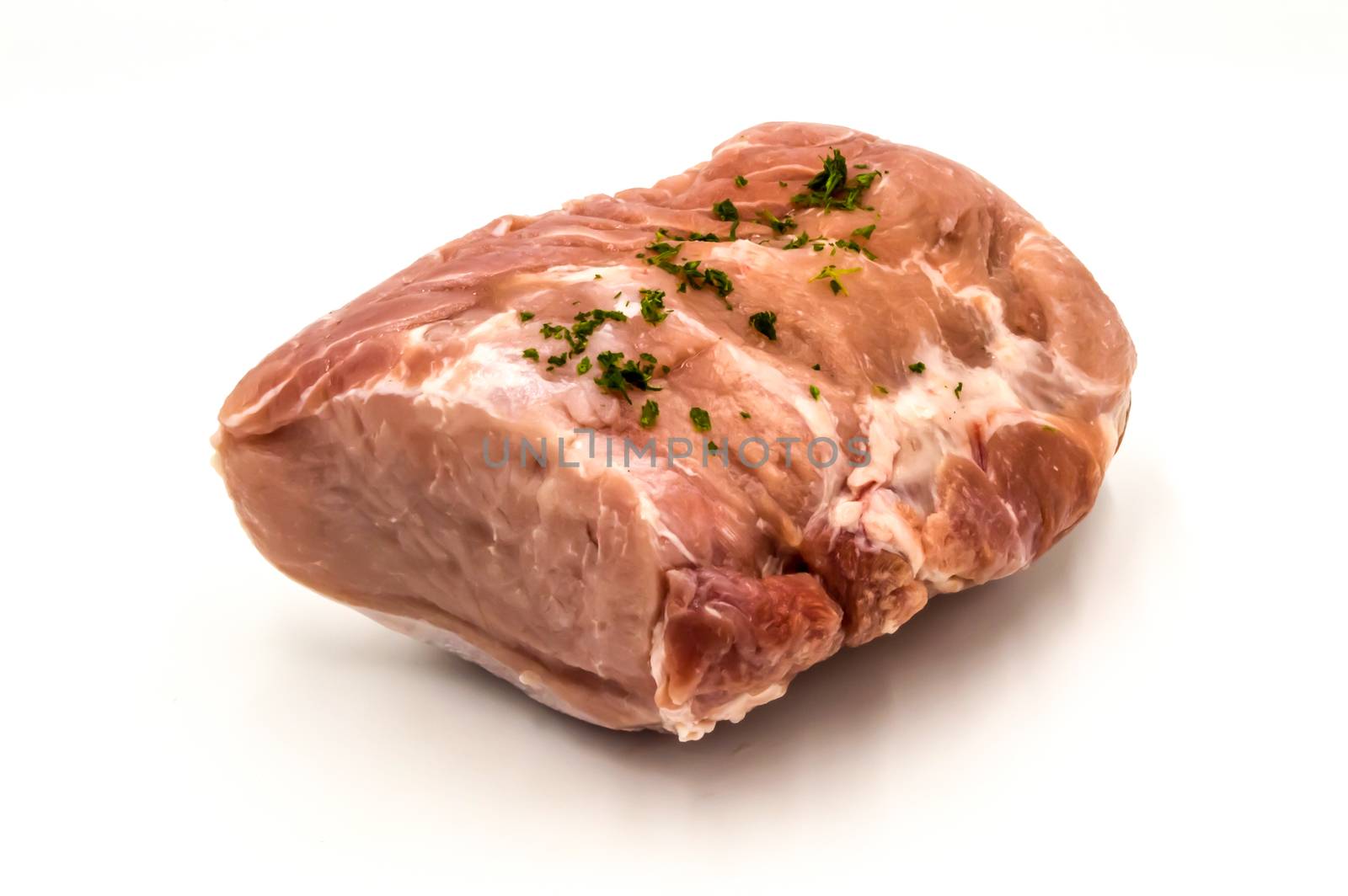 Fresh roast pork on a white background