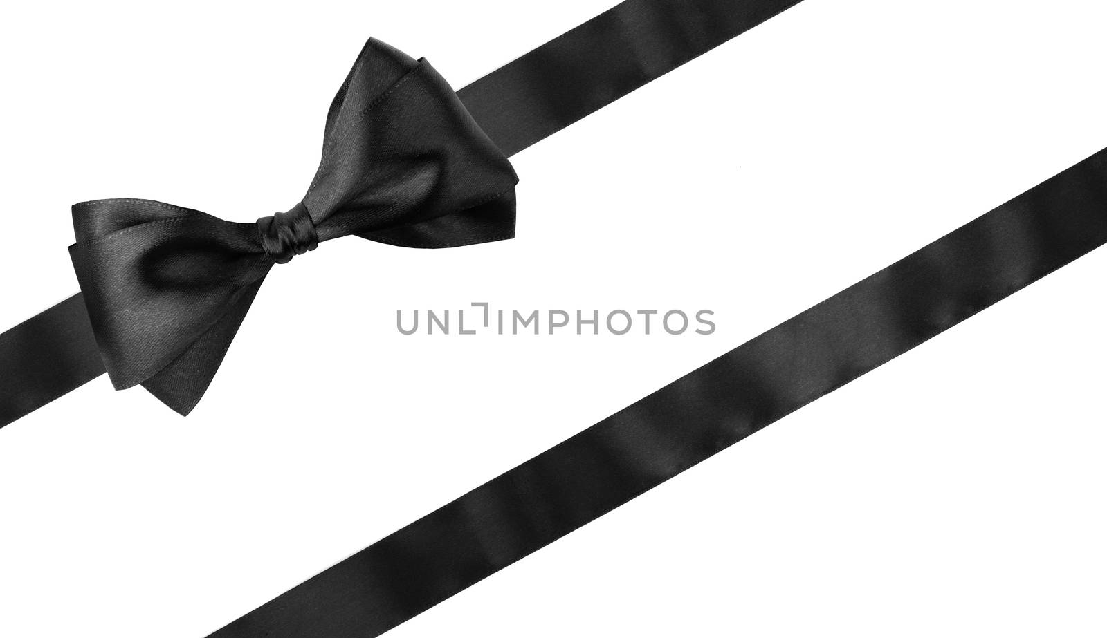 Black ribbon bow isolated on white background, Black friday gift sale concept