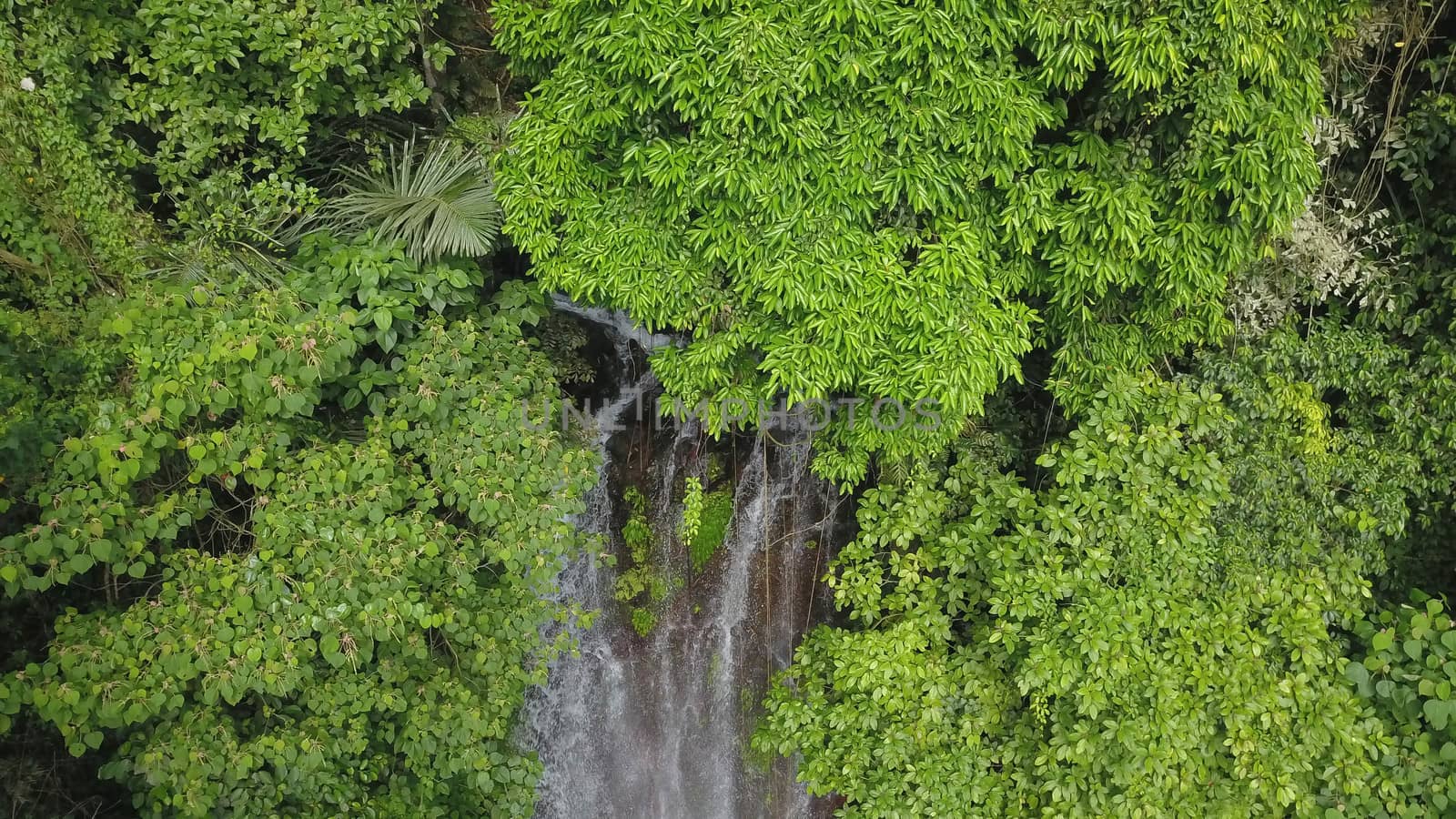 Drone View of Labuhan Kebo Waterfall located in Munduk, Bali.