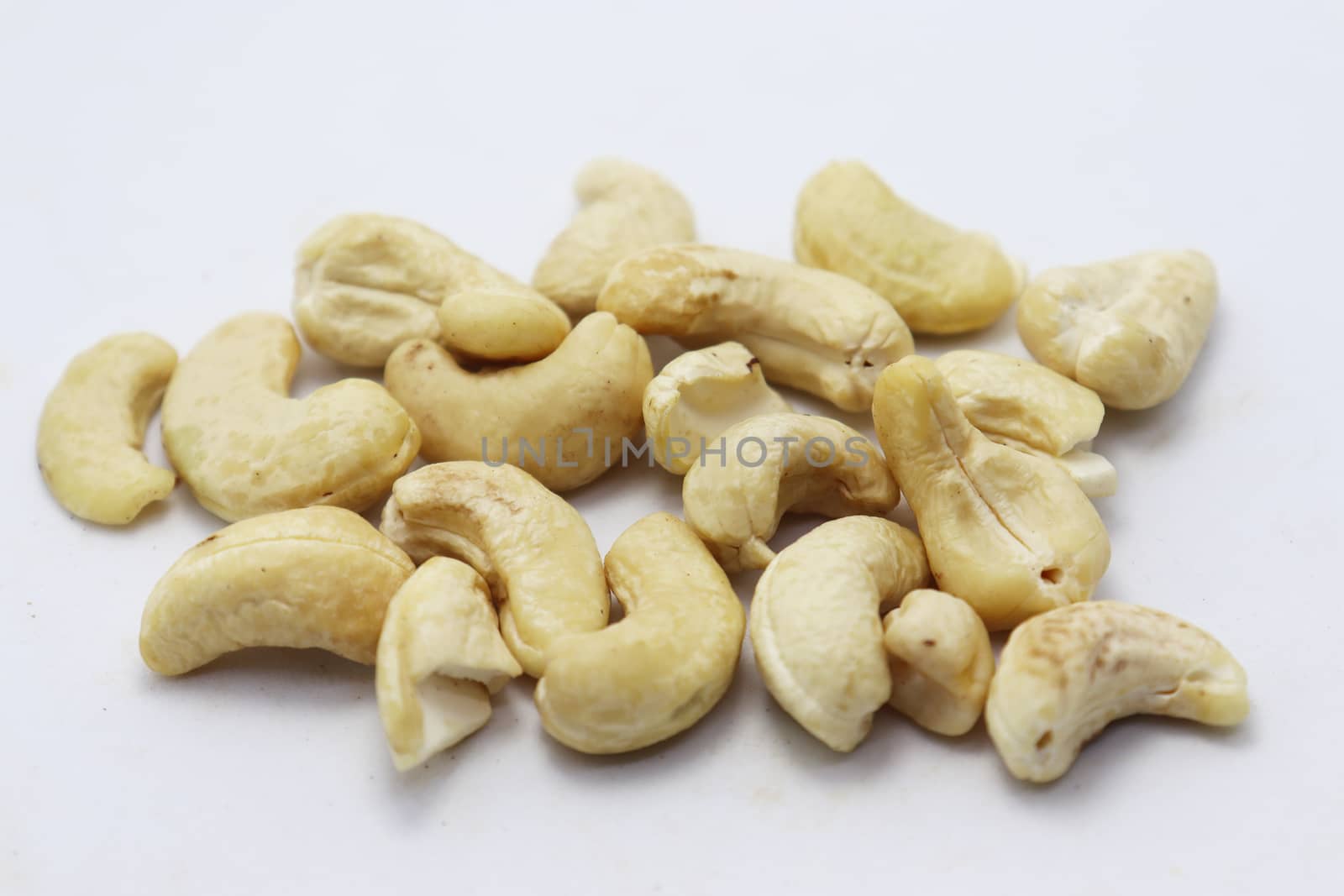 tasty and healthy cashew nut stock on white background