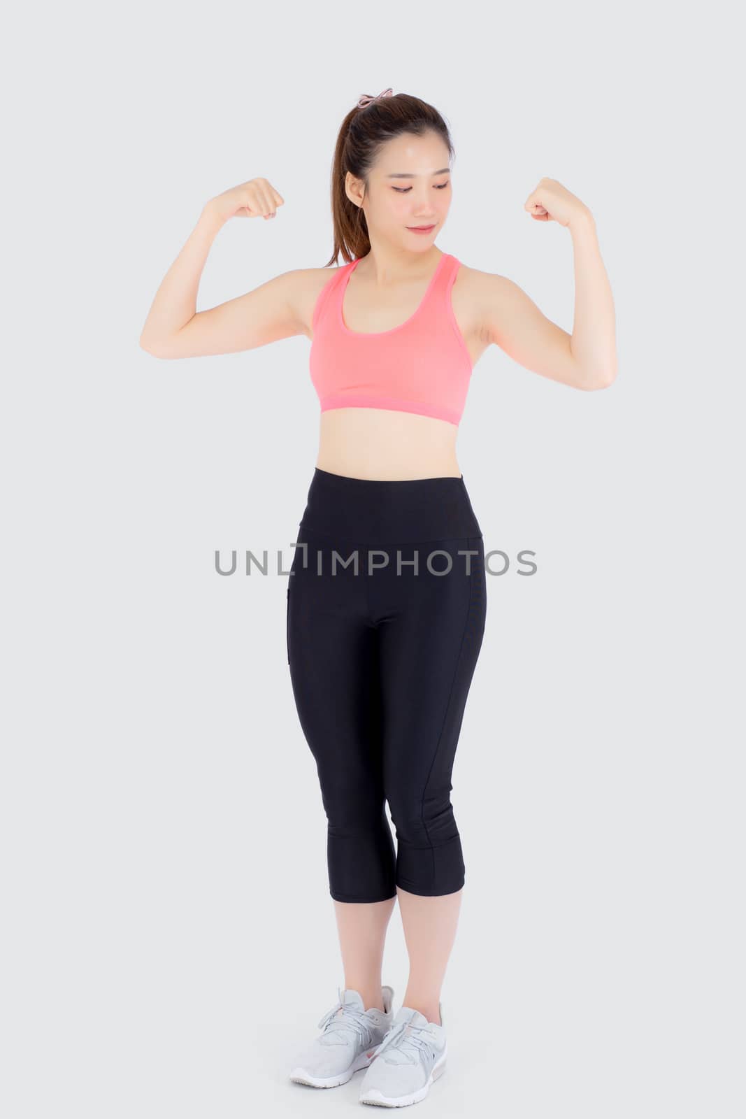 Beautiful portrait young asian woman wear sport clothes have str by nnudoo