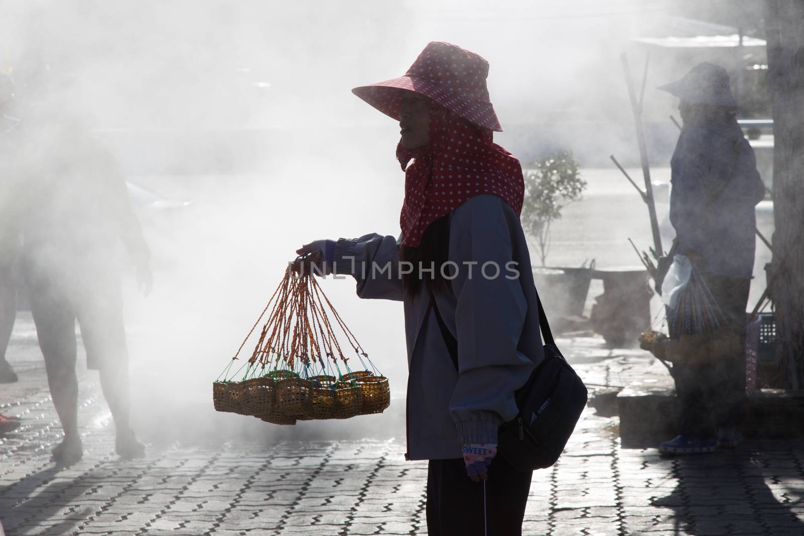 Pha Soet Hot Spring Chiang Rai Thailand 12.10.2015 egg sellers for boiling  by kgboxford