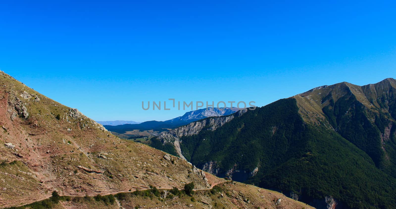 Banner of the landscape above the old Bosnian village of Lukomir. Mountain peaks and hills. by mahirrov