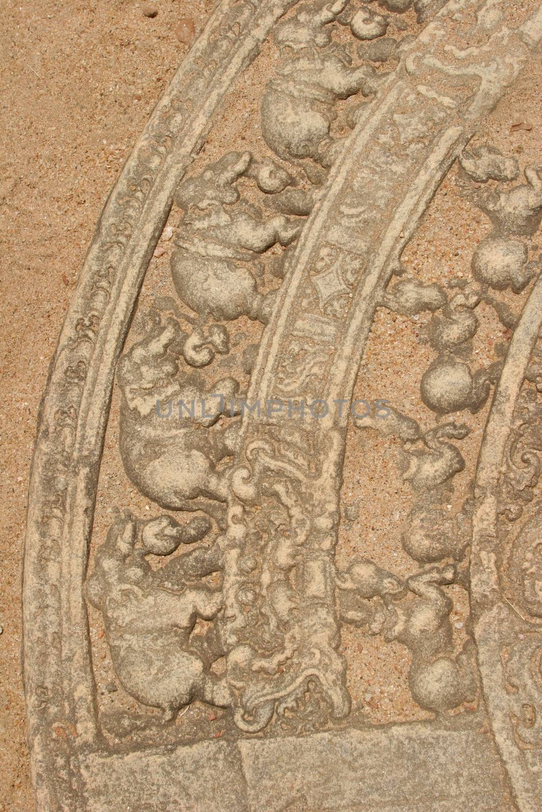 Polonnaruwa Sri Lanka Ancient ruins mandala with elephants at door way entrance by kgboxford