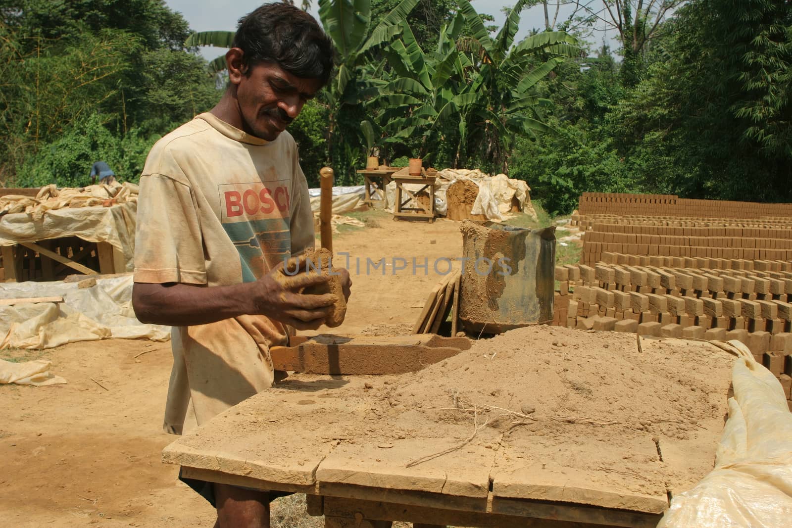 Sri Lanka 4.5.2006 manufacture of traditional mud bricks for building by kgboxford