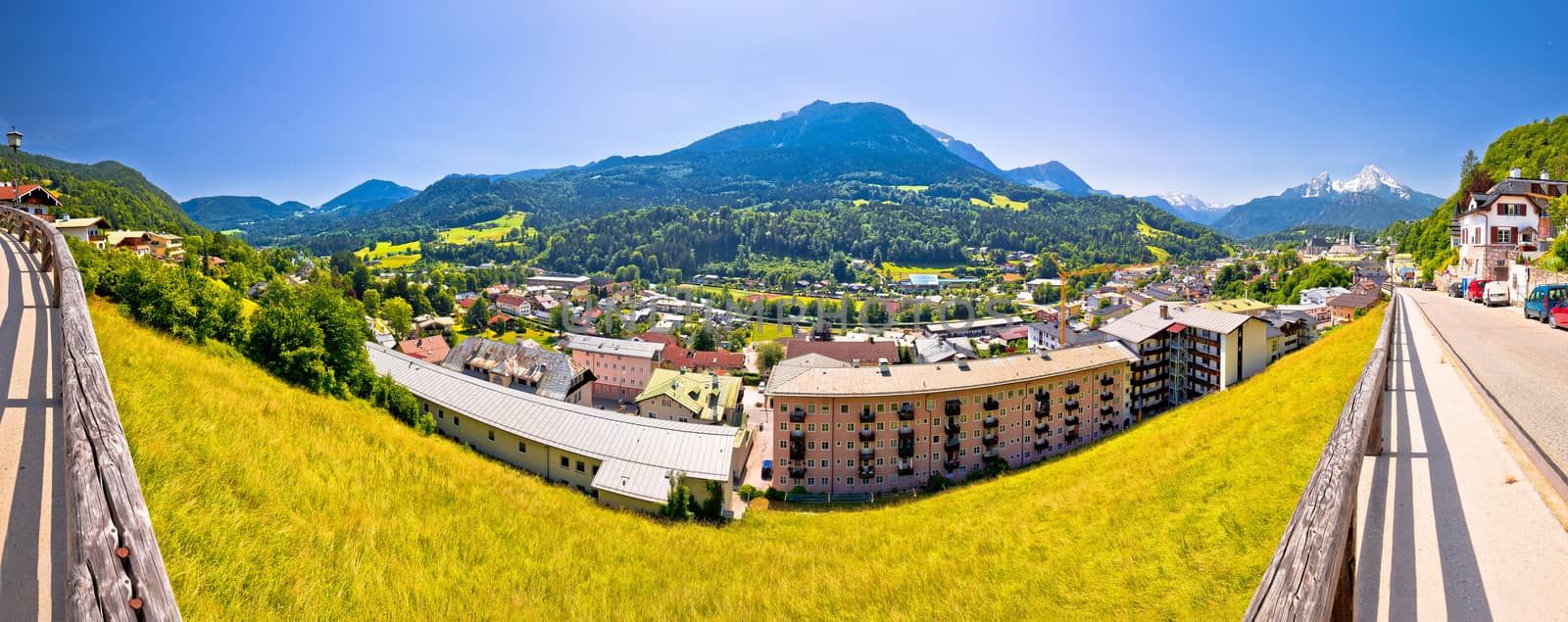 Town of Berchtesgaden and Alpine landscape panoramic view by xbrchx