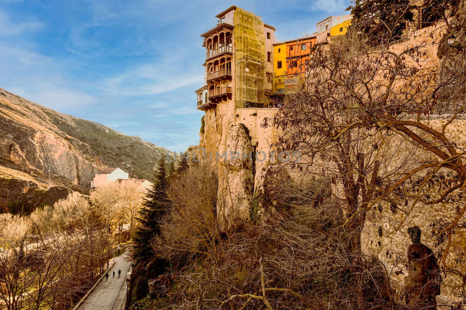 Hanging houses on the cliffs in the city of Cuenca. Spain