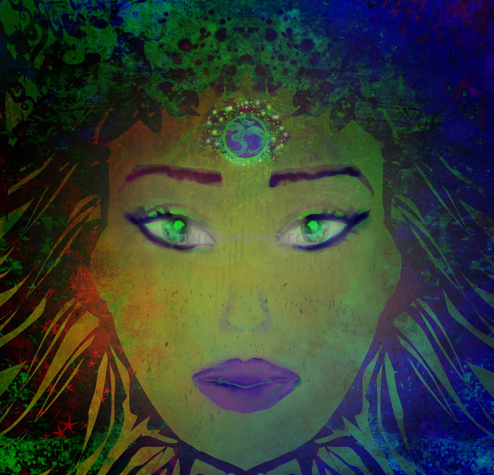 Woman with third eye, psychic supernatural senses by JackyBrown