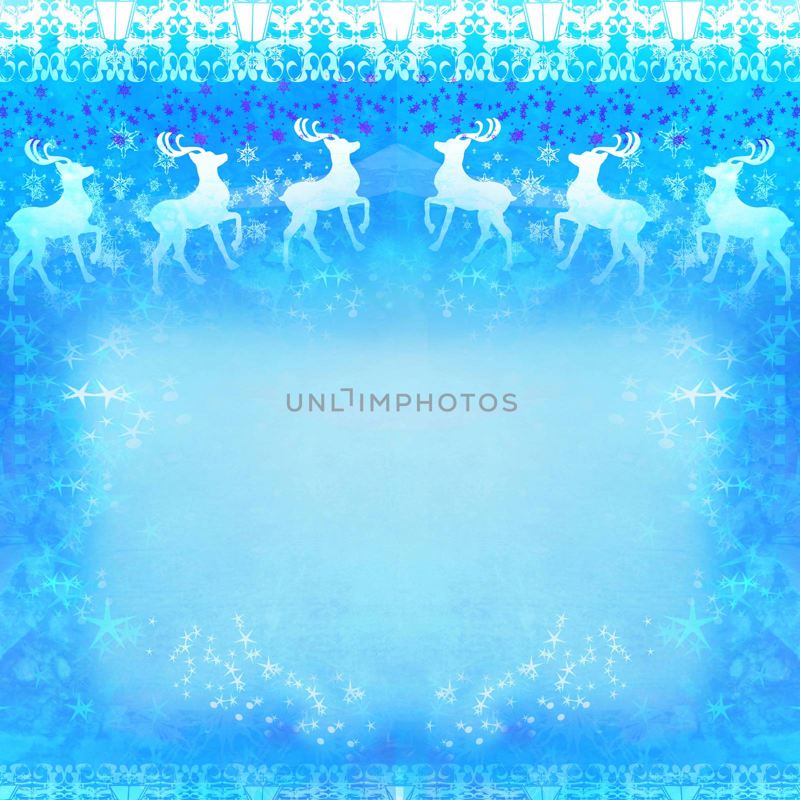 Reindeer blue design frame by JackyBrown
