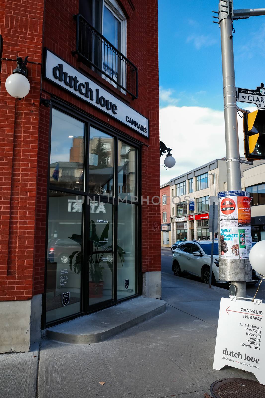 Ottawa, Ontario, Canada - November 18, 2020: A newly-opened Dutch Love Cannabis dispensary in the ByWard Market district of Ottawa.