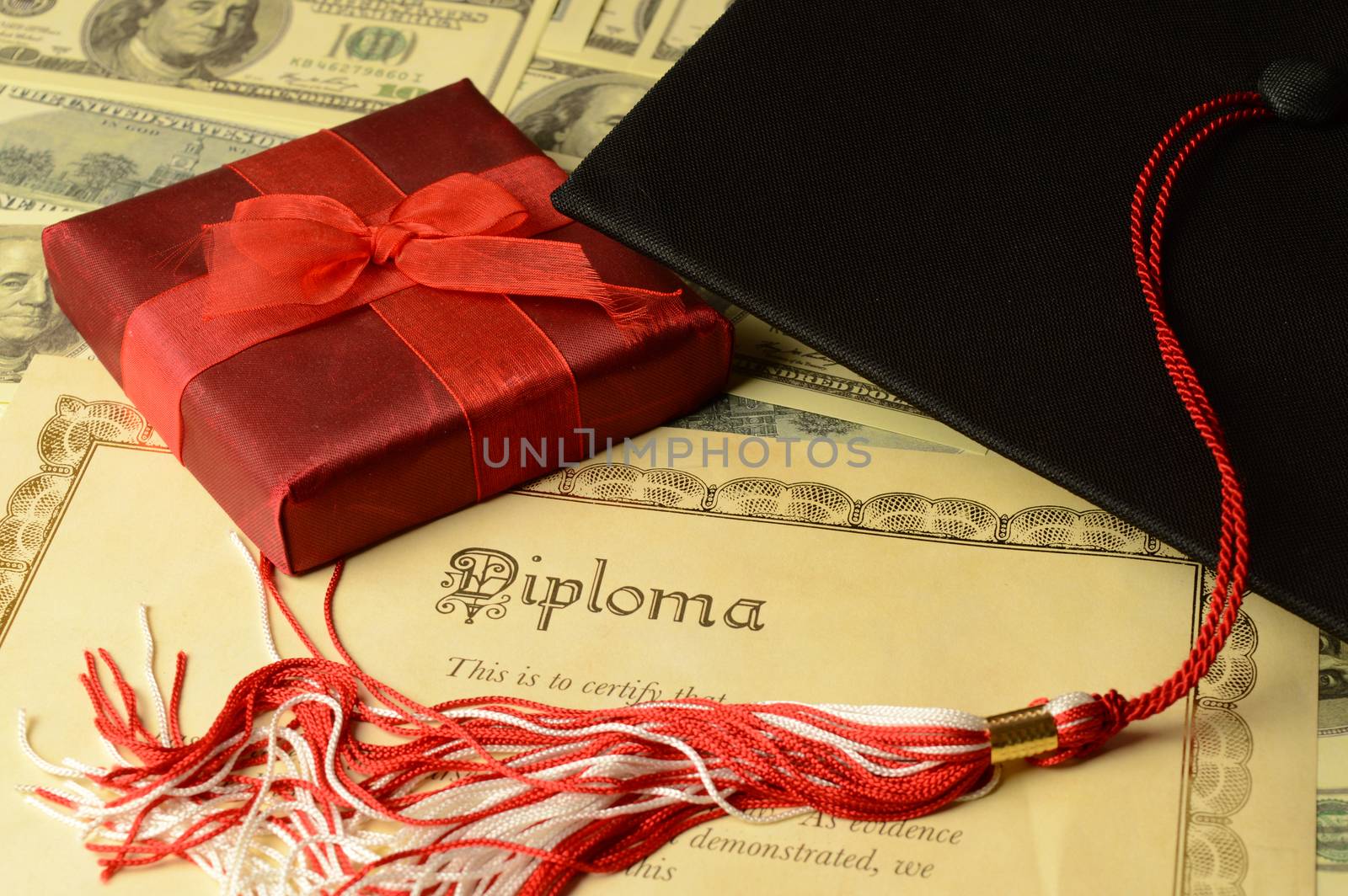 A red gift for the successful student during graduation time.