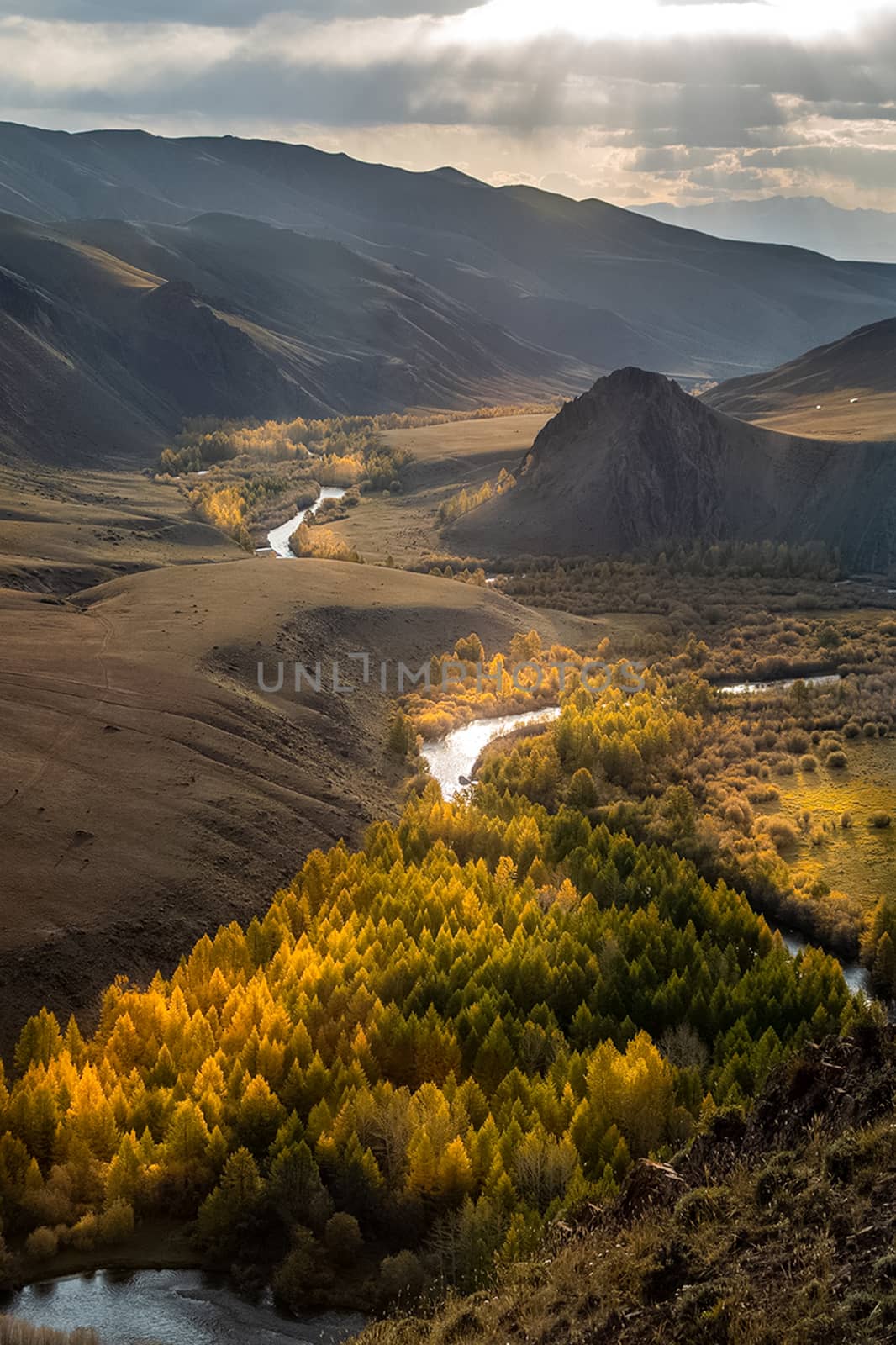 The altai mountains. The landscape of nature on the Altai mountains and in the gorges between the mountains.