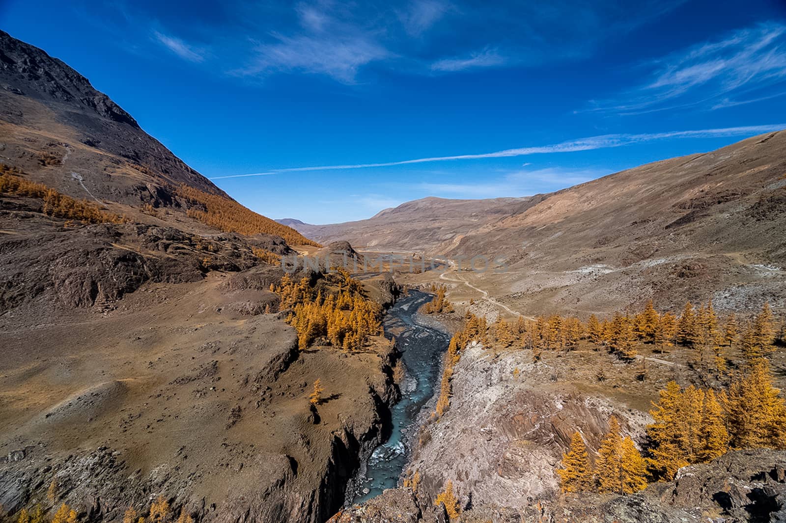 The altai mountains. The landscape of nature on the Altai mountains and in the gorges between the mountains.