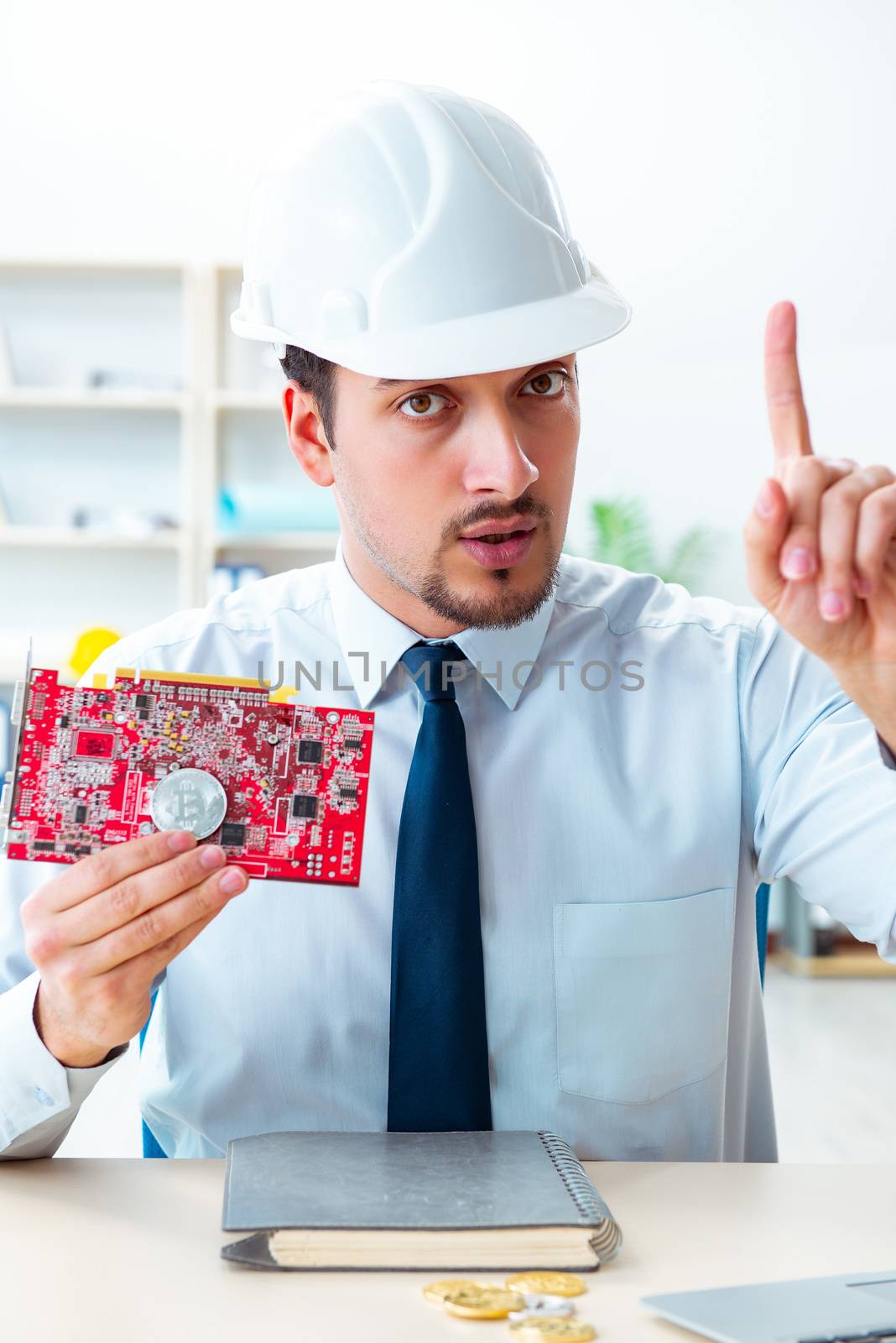 Man in bitcoin mining business concept by Elnur