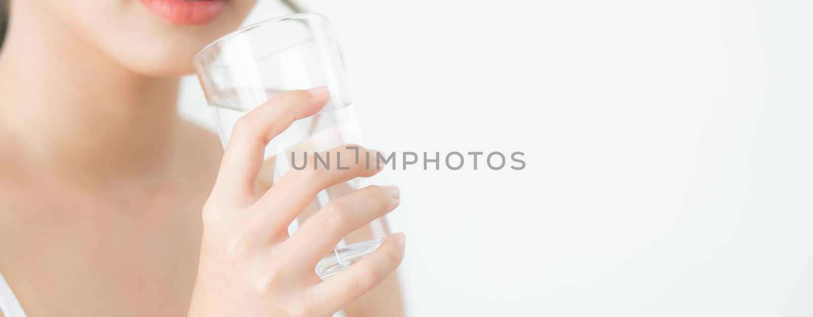 Beautiful portrait young asian woman caucasian smiling with nutr by nnudoo