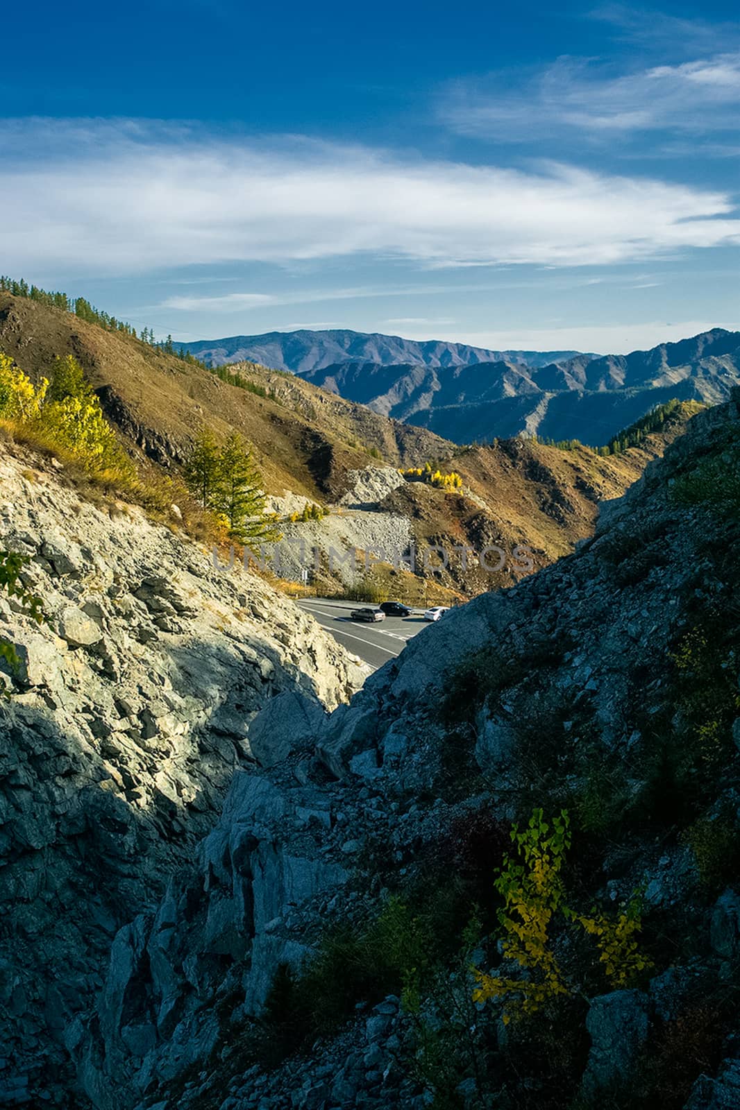 The altai mountains. The landscape of nature on the Altai mountains and in the gorges between the mountains.