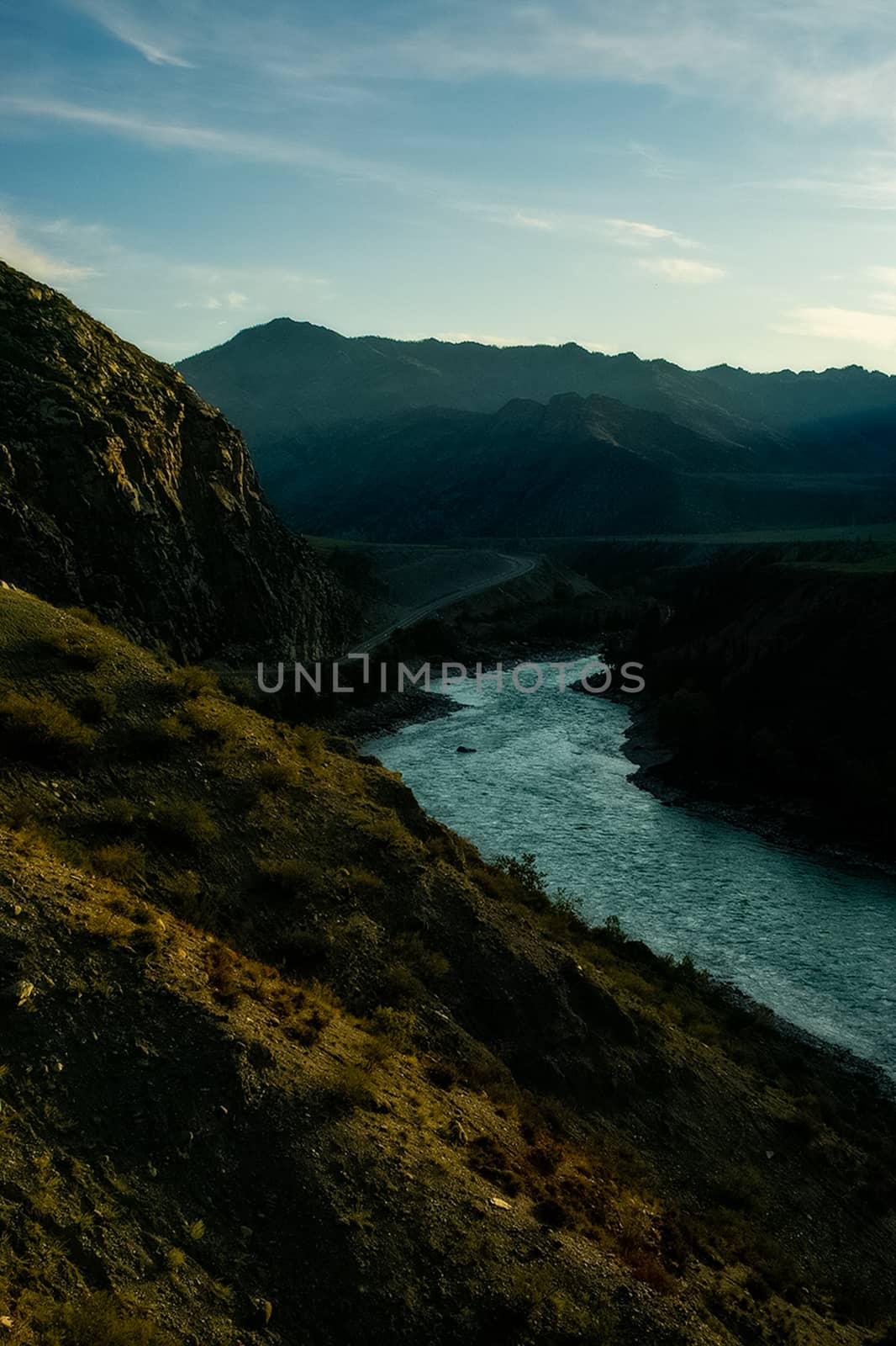 The altai mountains. The landscape of nature on the Altai mountains and in the gorges between the mountains.
