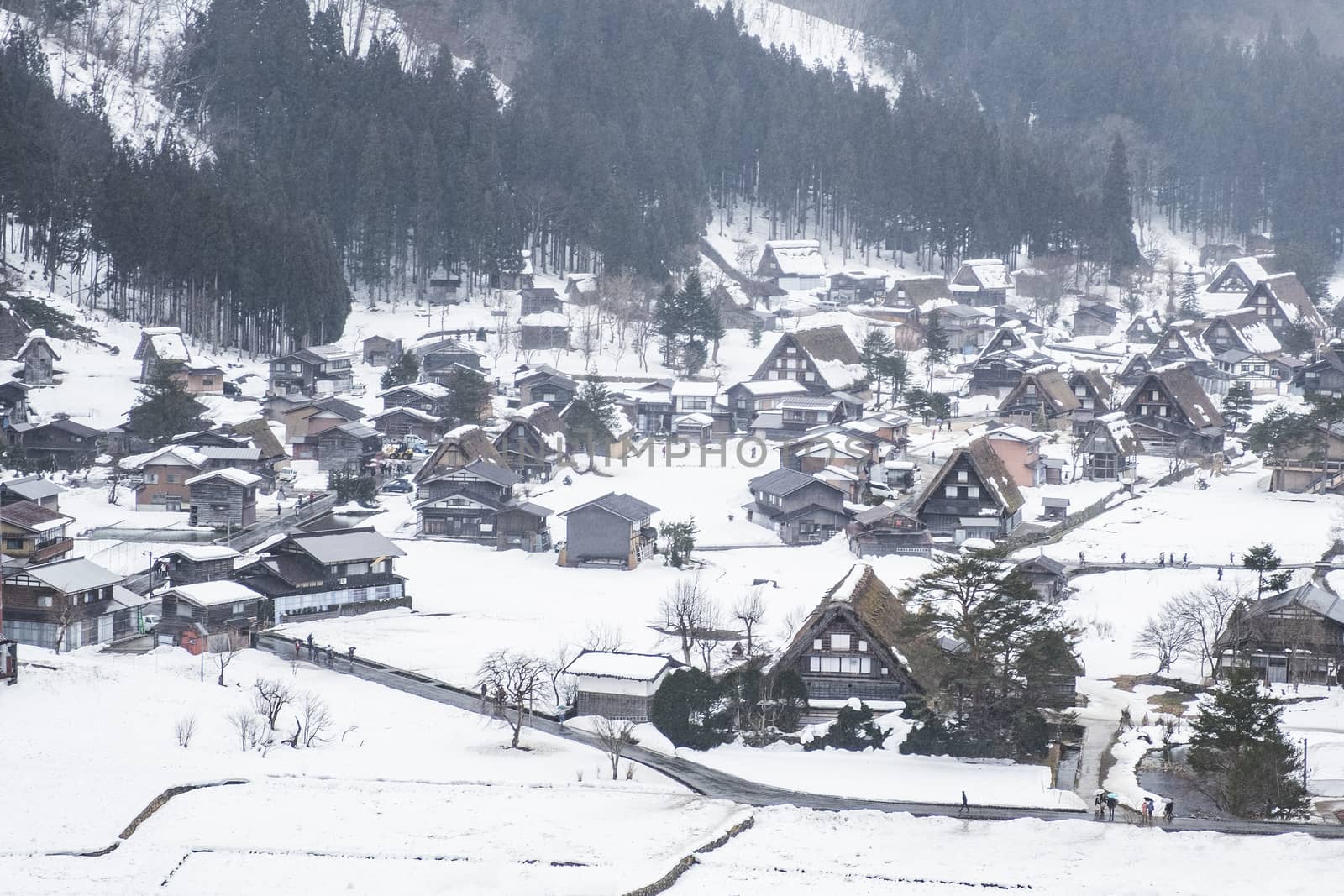 World Heritage Site Shirakawago Village in Winter, Japan