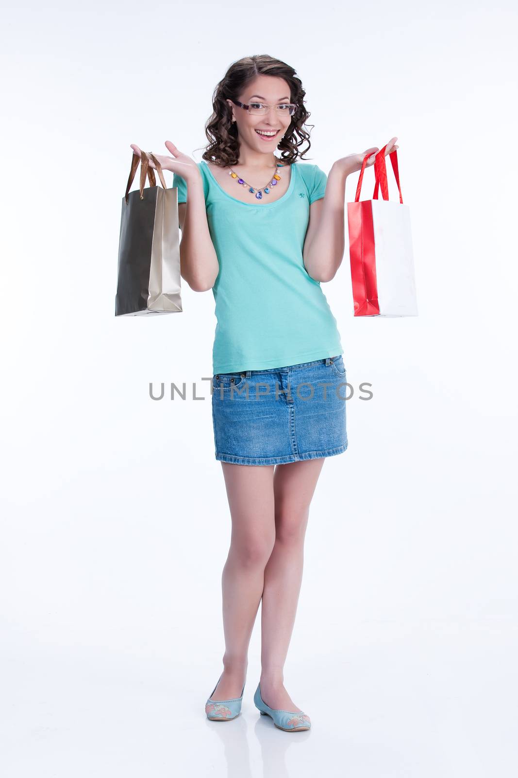 Young Emotional Woman With Paper Bag by Fotoskat