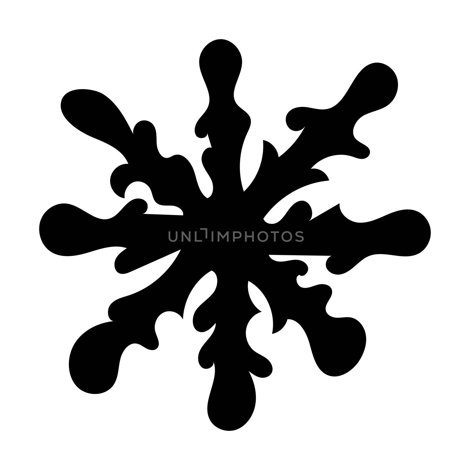 Hand drawn black and white doodle sketch snowflake. Illustration of snow for xmas, christmas and new year.