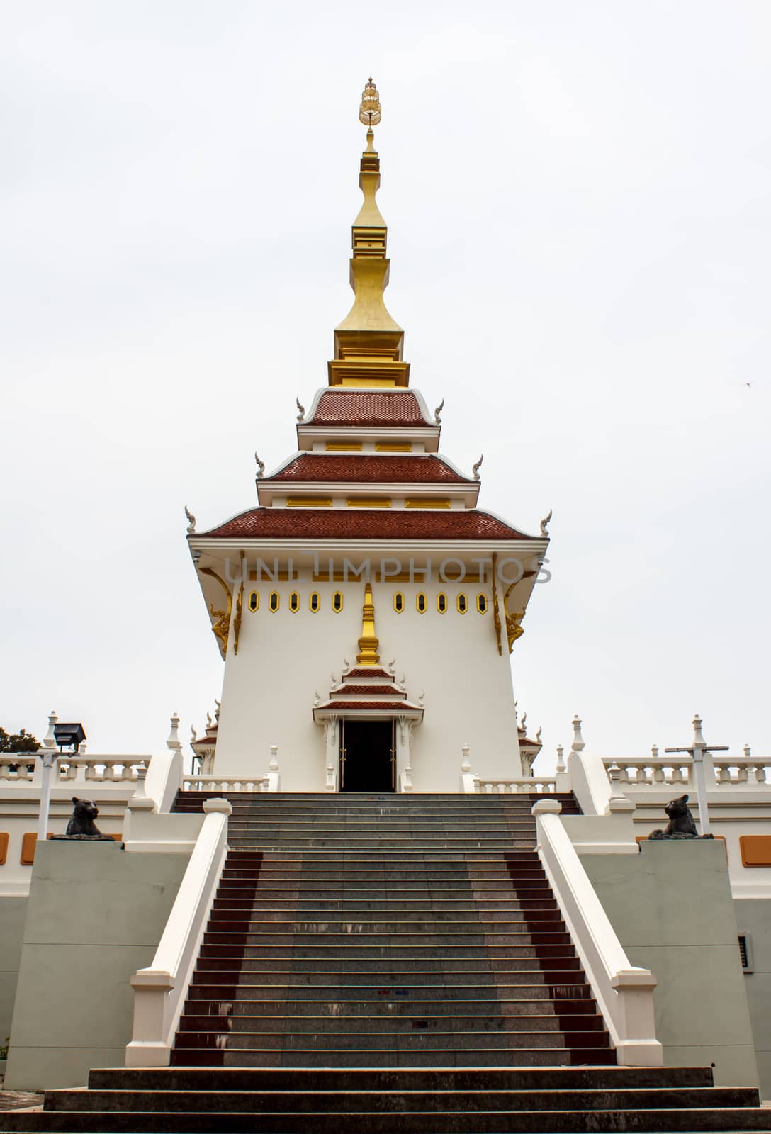 Buddhist sanctuary temples in Thailand on a white background.