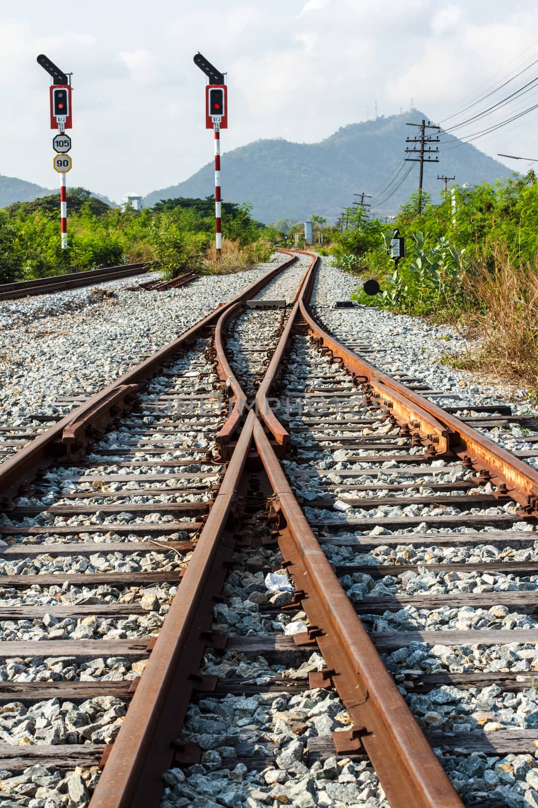 railway junction in vertical by Praphan