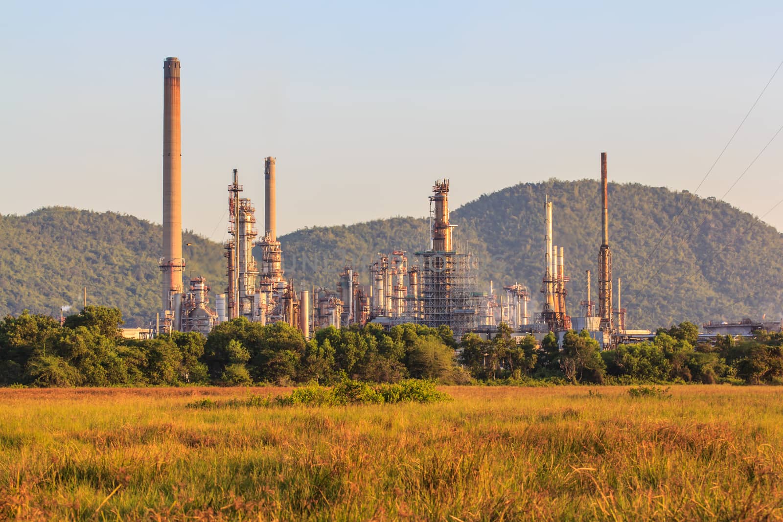 Oil refinery plant  by Praphan